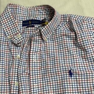 Ralph Lauren Men's Red and Blue Plaid Shirt
